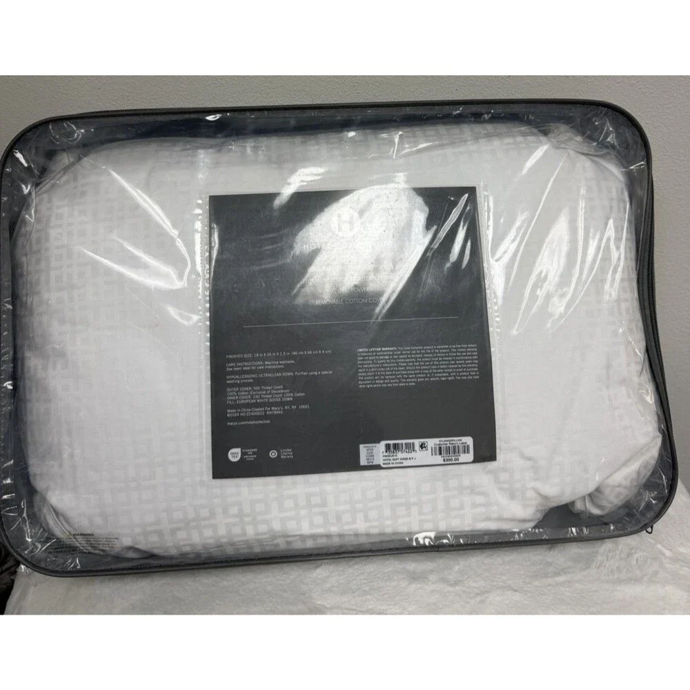 Hotel Collection European White Goose Down Soft Support Standard Pillow